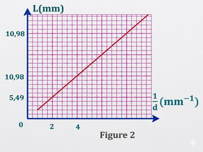    Figure 1 & 2: Dispositif et courbe L vs 1/d
