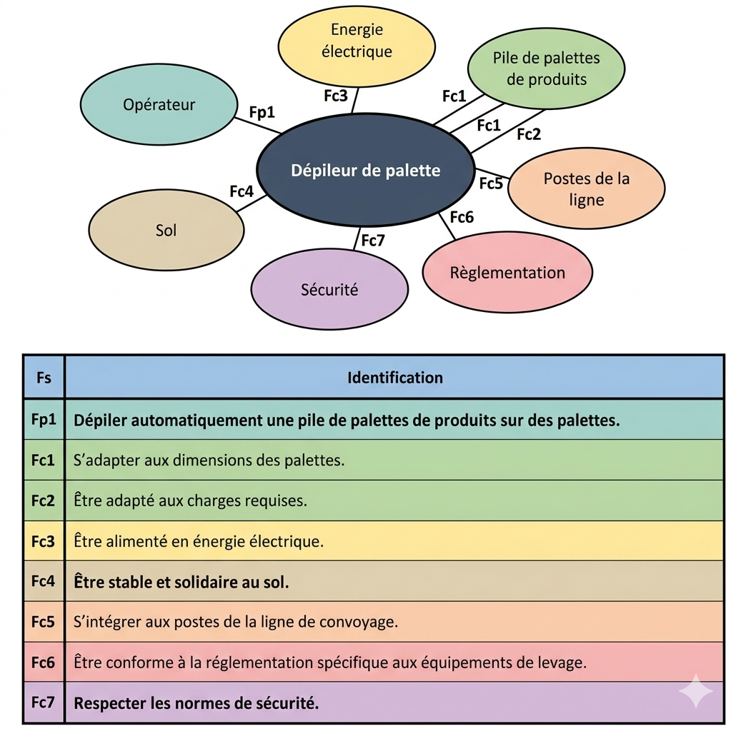<strong>Diagramme d'interaction (Bête à cornes / Pieuvre)</strong><br><em>[Éléments externes reliés au Dépileur]</em>