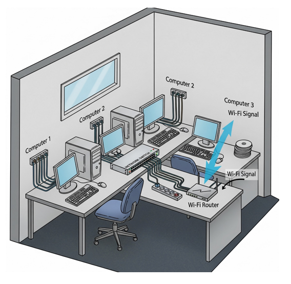 Schéma d'un réseau local (LAN)